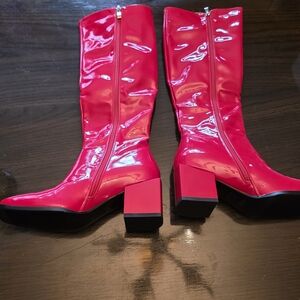 Wetkiss Red Patent Heeled Boots New In Box And Dust Bags Size 6.5